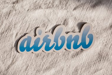 Illustrative editorial picture of logo AirBnb, online platform for accommodation worldwide, founded in 2008