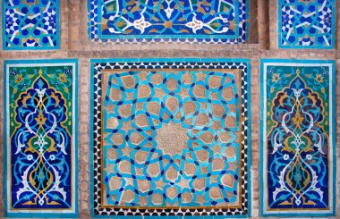 Design of antique ceramic tile inside the historic house in Iran