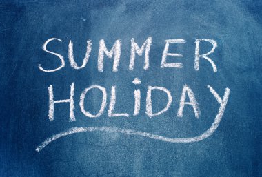 Yaz tatil metinler mavi yazı tahtası.