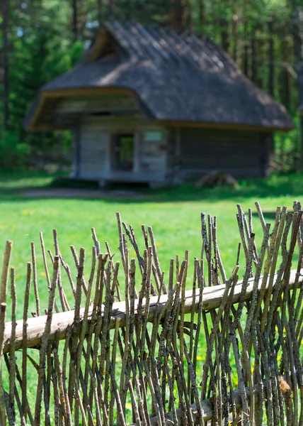 Fence made of twigs in the village. — Stock Photo, Image