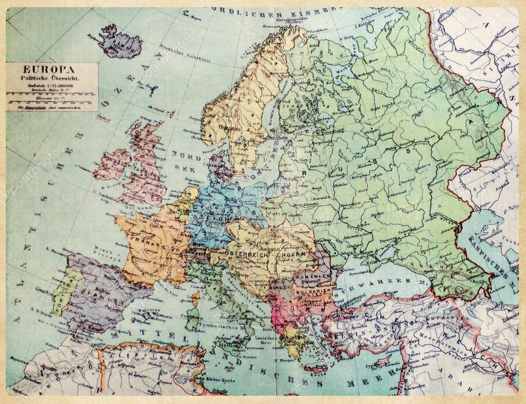 Historisk karta av gamla Europa. 1900 års. — Stockfotografi