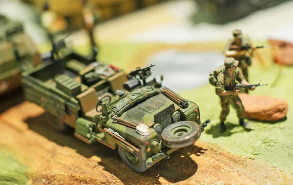 Minyatür dünyada. Askeri araç modeli. — Stok fotoğraf
