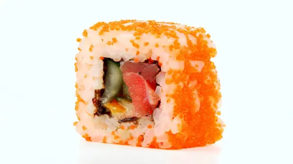 Single California Sushi Roll Caviar Tuna Fish — Stock Photo, Image