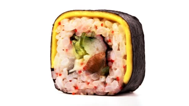Egy Olasz Sushi Tekercs Sajttal Ébredéssel — Stock videók