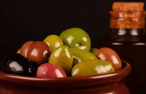 Lot Different Olives Pot — Stock Photo, Image