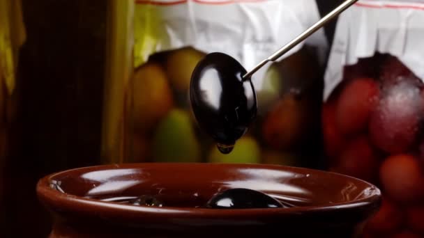 Sacco Olive Nere Vaso — Video Stock