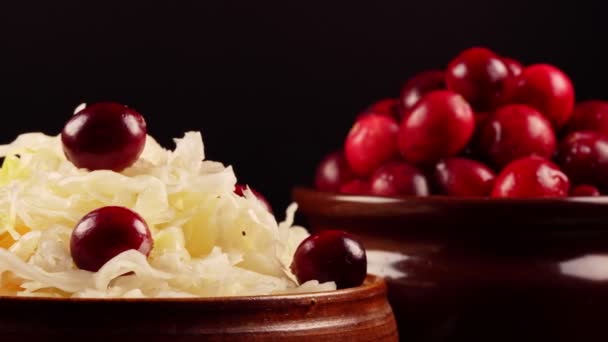 Sauerkraut Mit Preiselbeeren Topf — Stockvideo