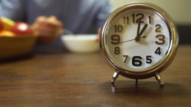 Clock Shows One Clock Lunch Time — Stock video