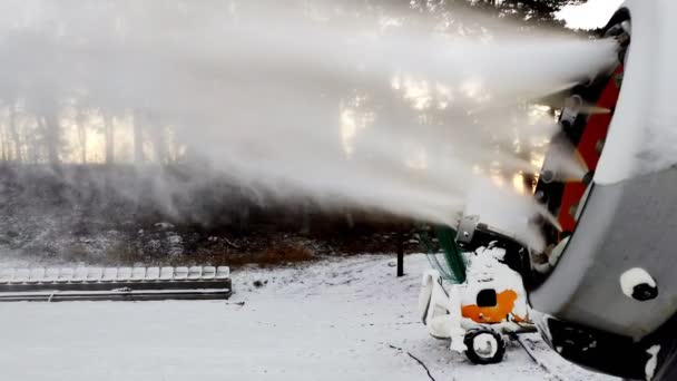 Mobilt Snögevär För Tillverkning Konstgjord Snö — Stockvideo