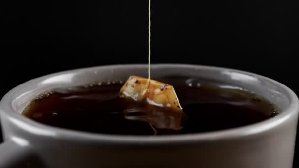 Ζυθοποιία Τσάι Από Ένα Φακελάκι Τσάι Βίντεο Αργής Κίνησης — Αρχείο Βίντεο