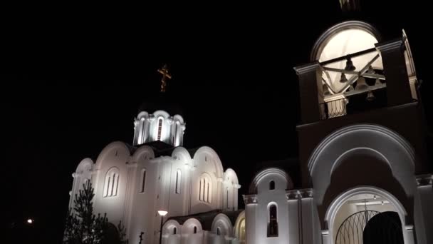 Orthodoxe Kerk Nachts Lasnamae Tallinn — Stockvideo