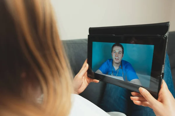 Woman Making Video Call Her Doctor — Stock Photo, Image