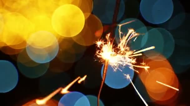 Bengala Fuego Festivo Bokeh Fondo — Vídeo de stock