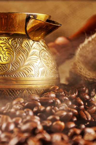 Golden Cezve Freshly Roasted Coffee — Stock Photo, Image