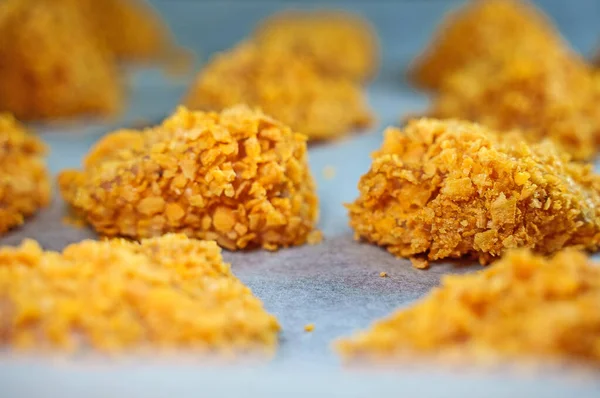 Chicken Nuggets Parchment Paper Baking — Stock Photo, Image