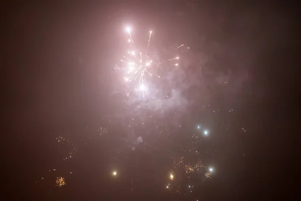 Fogos Artifício Céu Celebração Ano Novo — Fotografia de Stock