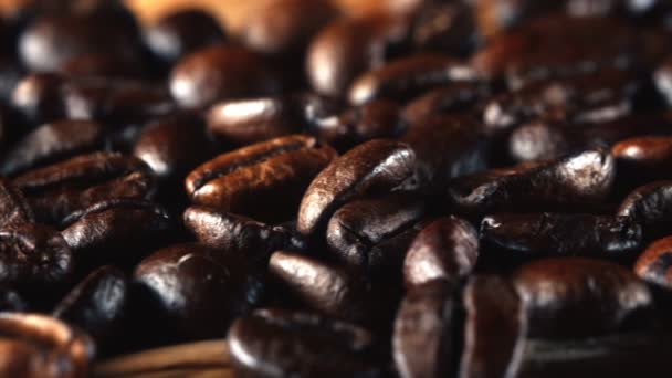 Közelkép Frissen Pörkölt Kávébabról — Stock videók