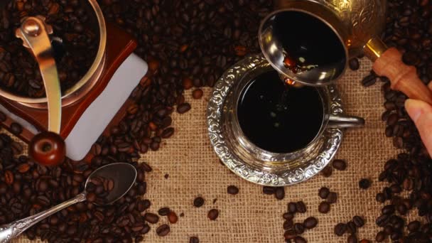 Turkish Coffee Pouring Cezve — Stock Video
