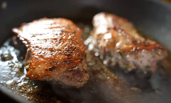 Filete Pato Cocina Una Sartén — Foto de Stock