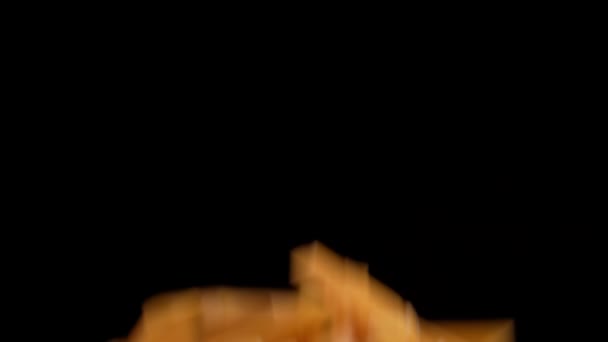 Вибух Пасти Чорному Тлі Повільному Русі — стокове відео