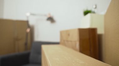 Karton kutuya çiçek koyan bir adam. Yeni bir daireye taşınıyorum..