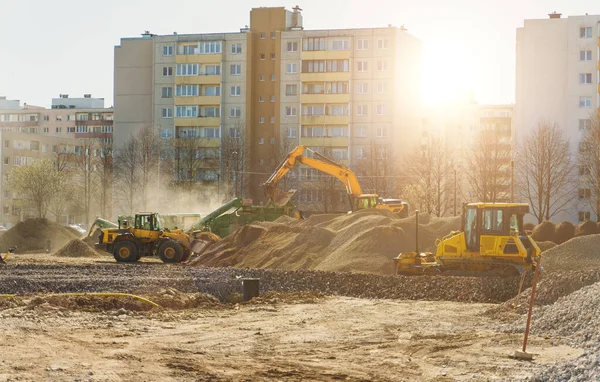 Vrtačka Třídící Stroj Pracující Staveništi — Stock fotografie