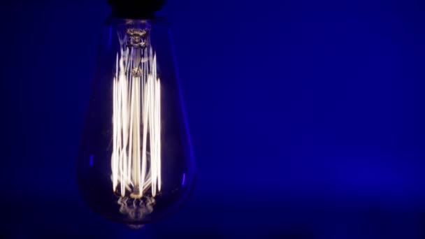 Light Turns Edison Light Bulb Reproduction — Stock Video