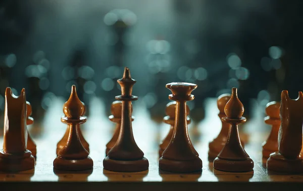 Sakk Játék Kezdete Előtt Reklámozásra Alkalmas — Stock Fotó