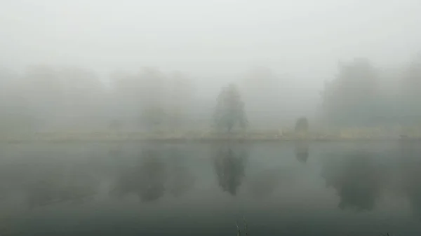 Hermoso Río Niebla Escénica Por Mañana — Foto de Stock