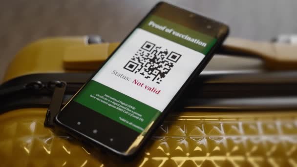 App Passaporto Vaccino Coronavirus Smartphone Stato Non Valido — Video Stock