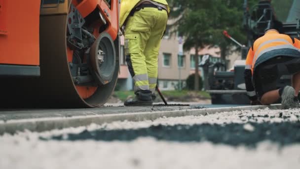 Construcción Carreteras Trabajadores Carretera Calle — Vídeo de stock