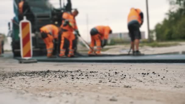 Budowa Dróg Pracownicy Drogowi Ulicy — Wideo stockowe