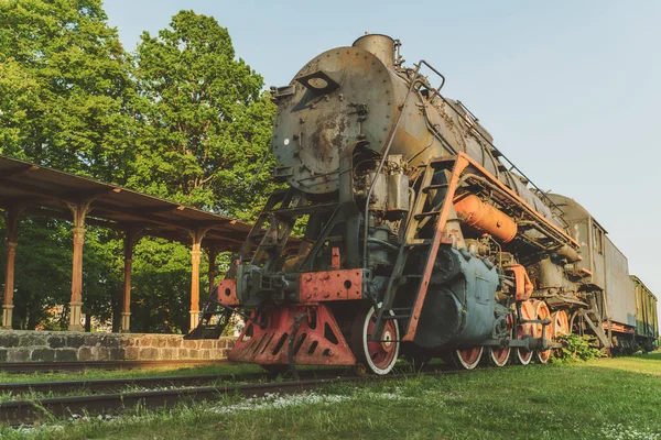 Velha Locomotiva Vapor Enferrujado Museu Livre — Fotografia de Stock