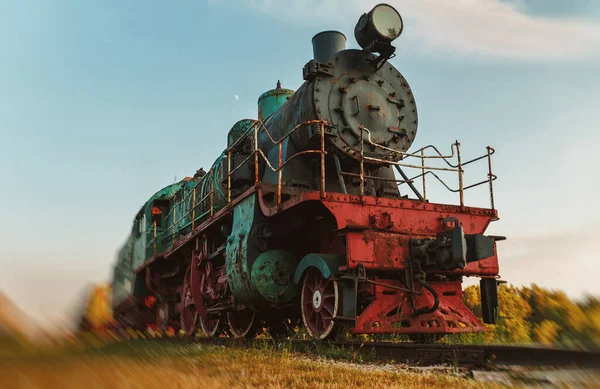 Velha Locomotiva Vapor Enferrujado Museu Livre — Fotografia de Stock