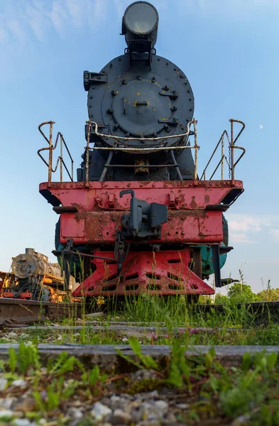 Velha Locomotiva Vapor Enferrujado Museu Livre — Fotografia de Stock