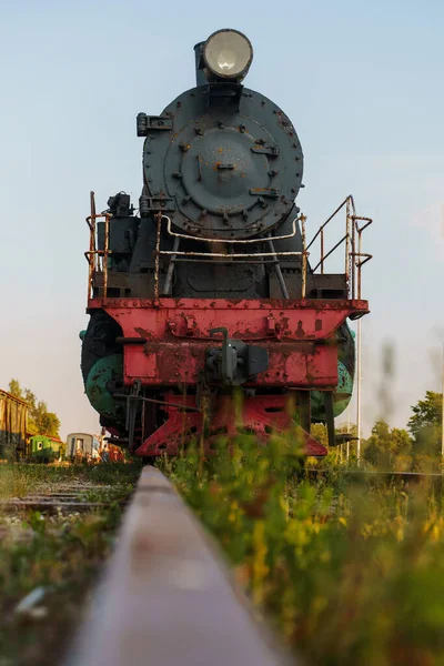 Velha Locomotiva Vapor Enferrujado Museu Livre — Fotografia de Stock