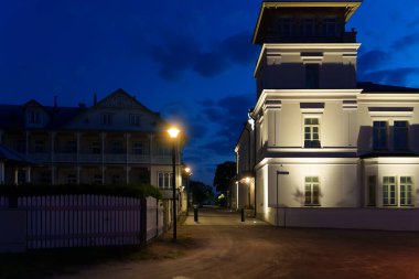 Night street in Haapsalu town in summer. clipart