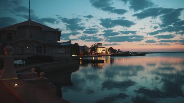 Tengeri Sétány Haapsalu Városban Nyáron Éjszaka — Stock videók