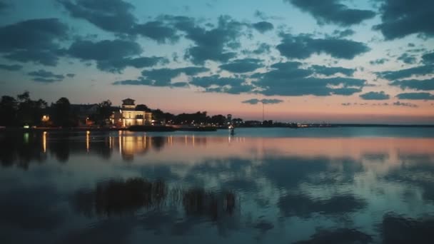 Морская Набережная Городе Хаапсалу Летом Ночью — стоковое видео