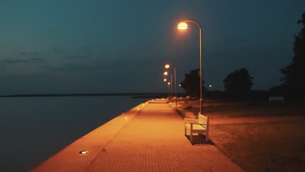Passeio Marítimo Cidade Haapsalu Verão Noite — Vídeo de Stock