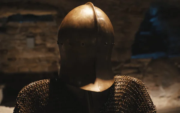 Medieval Chain Mail Helmet Museum — Stock Photo, Image