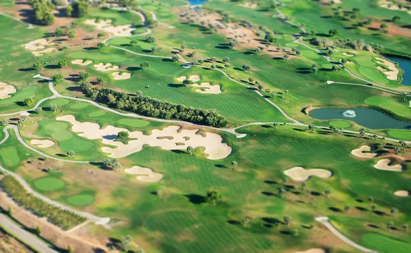 Golf course. View from the plane. — Stock Photo, Image