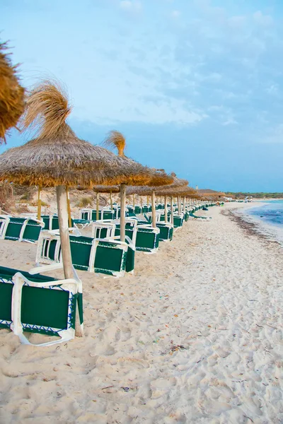 Plenty of sun loungers on the beach. — Stock Photo, Image