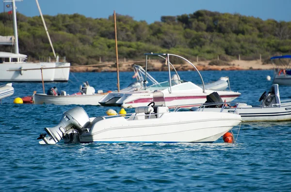 Veel jachten in de baai anker. — Stockfoto