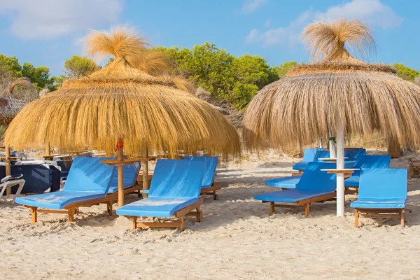 Viele Liegestühle am Strand. — Stockfoto