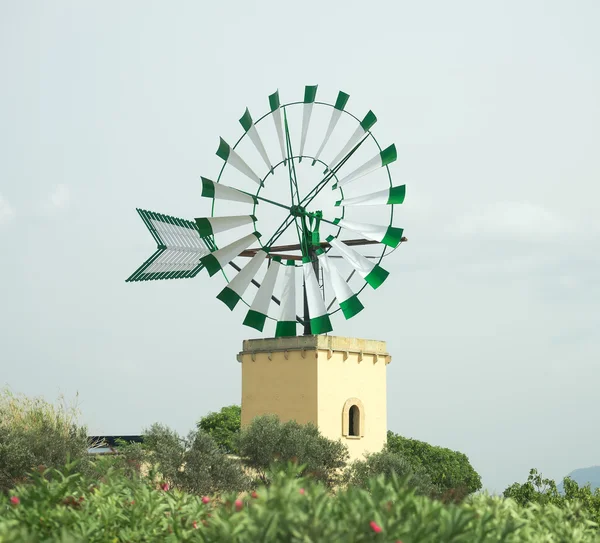 Retrato do clássico moinho de vento de torre redonda . — Fotografia de Stock