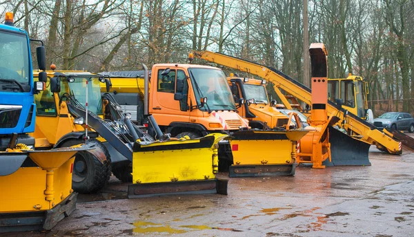 Road services are ready for winter. Winter service vehicles. — Stock Photo, Image