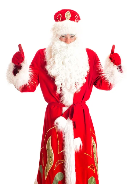 Santa Claus zobrazuje Ok. Izolované na bílém. — Stock fotografie