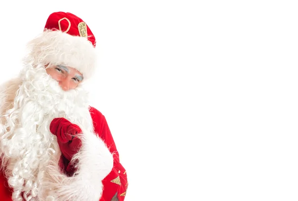 Santa Claus. Ruimte voor uw tekst. Geïsoleerd op wit. — Stockfoto