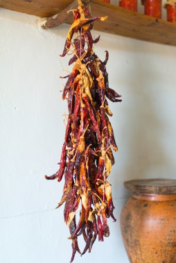 Bunch of dried red chili peppers. clipart